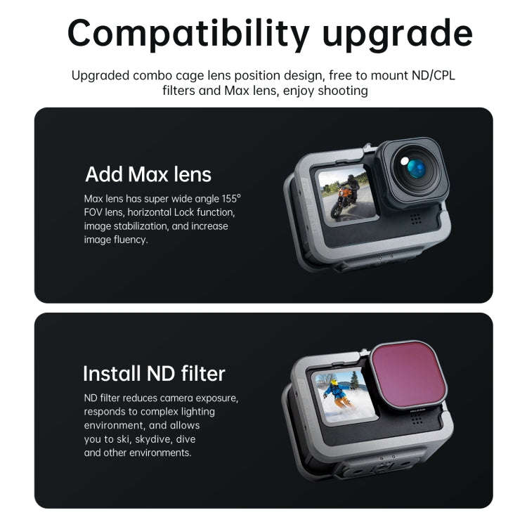 TELESIN Aluminium Alloy Frame Case For GoPro Hero11 Black / HERO10 Black / HERO9 Black ,Spec: Reg...