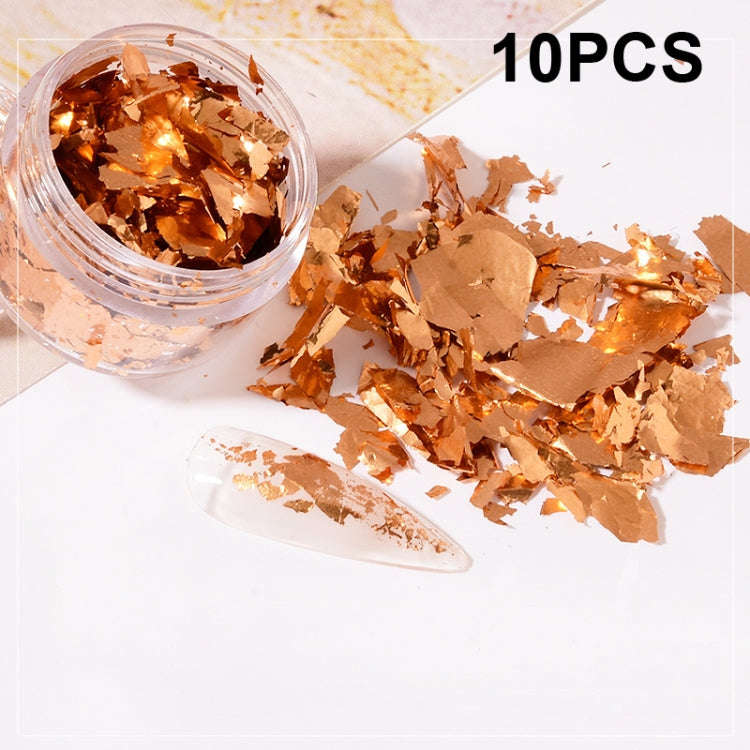 10 PCS K Gold Tin Foil Nail Decoration Nail Polish Adhesive Sticker(03 Copper Gold)