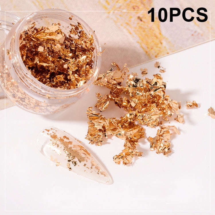 10 PCS K Gold Tin Foil Nail Decoration Nail Polish Adhesive Sticker(05 Champagne Gold)