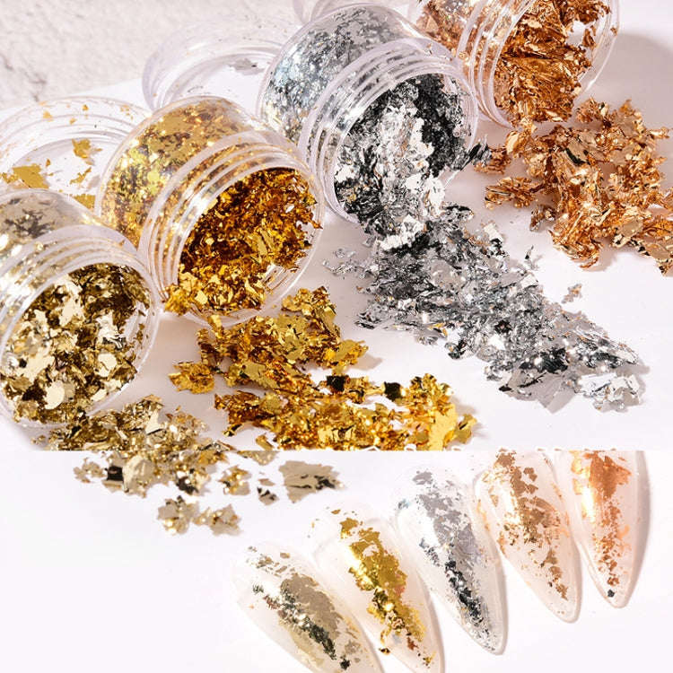 10 PCS K Gold Tin Foil Nail Decoration Nail Polish Adhesive Sticker(05 Champagne Gold)