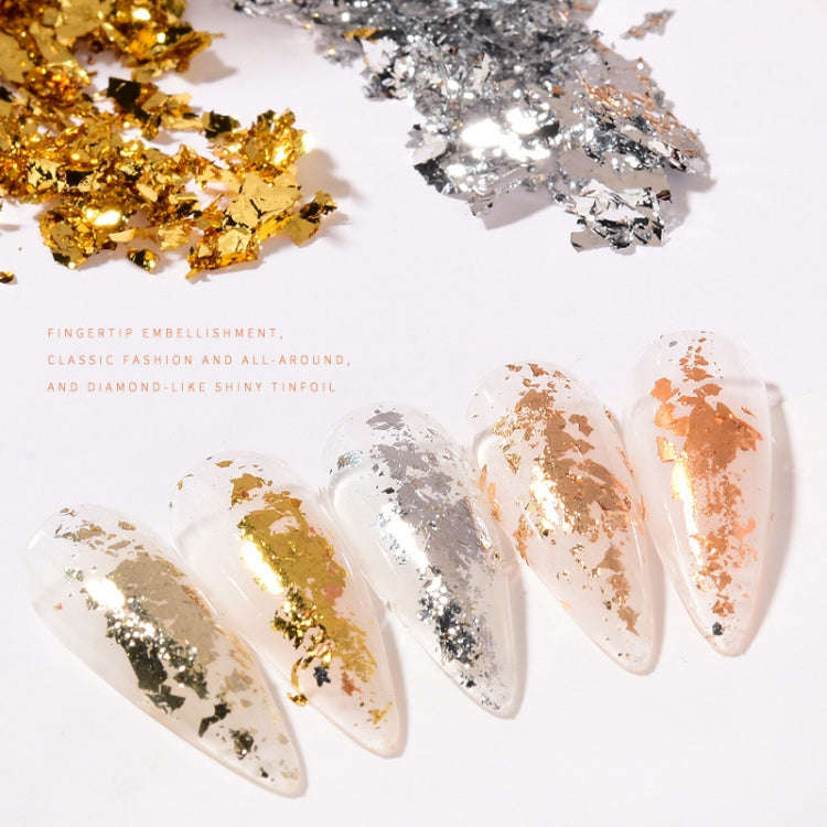 10 PCS K Gold Tin Foil Nail Decoration Nail Polish Adhesive Sticker(02 Silver)