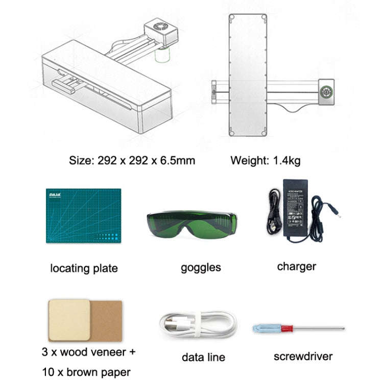 DAJA DJ7 7W Non-metal Laser Carvings Mini Marking Machine Can Cut Wood Board Paper Leather, US Plug