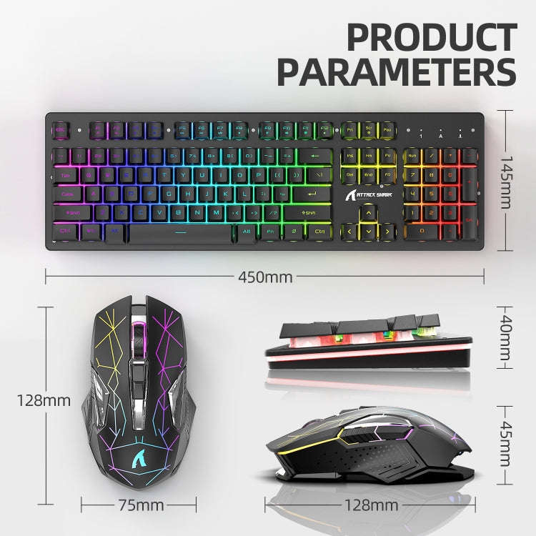 Attack Shark T3RGB RGB Luminous Wireless Keyboard And Mouse Set(Black)