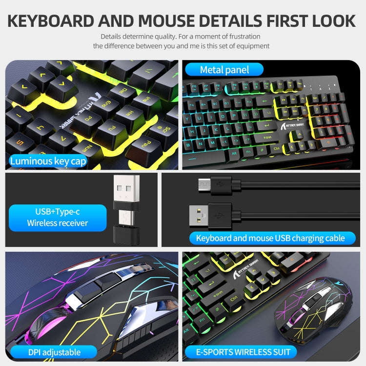 Attack Shark T3RGB RGB Luminous Wireless Keyboard And Mouse Set(Black)