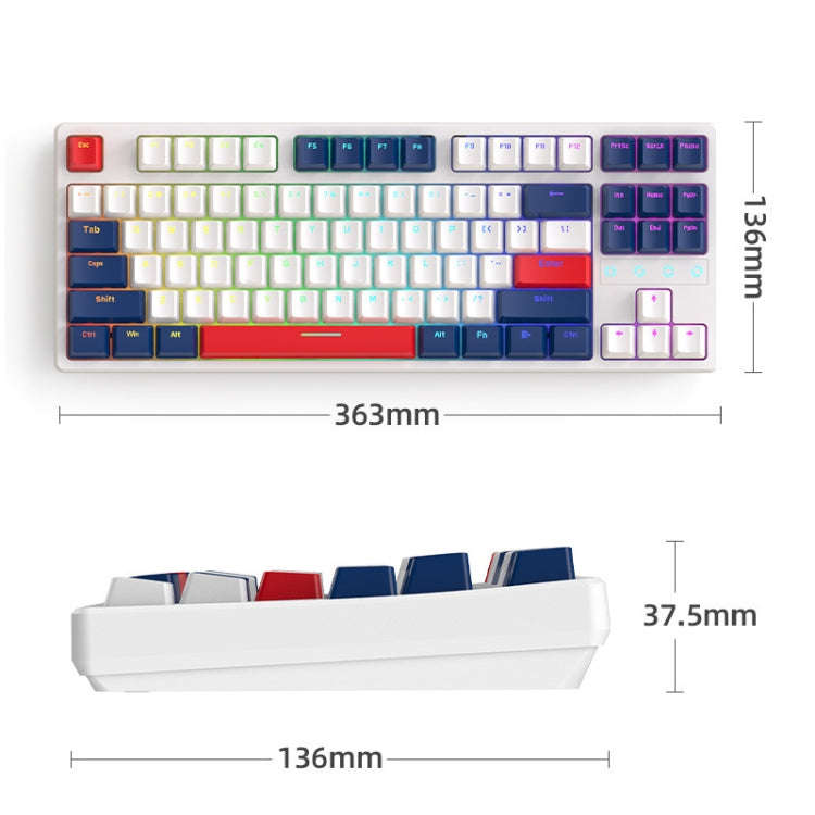 ZIYOU LANG K87 87-Keys Hot-Swappable Wired Mechanical Keyboard, Cable Length: 1.5m, Style: Red Sh...