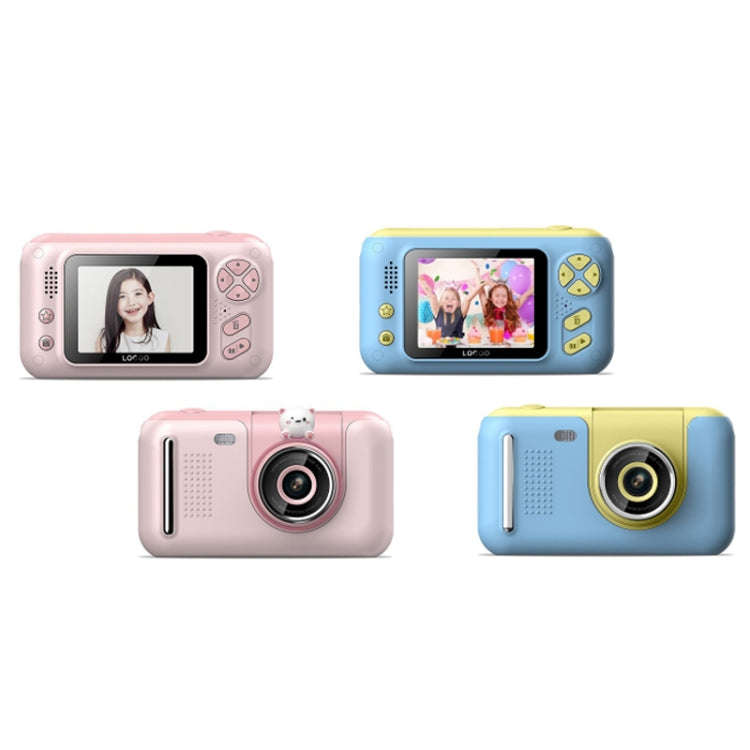 2.4 Inch Children HD Reversible Photo SLR Camera, Color: Yellow Blue + 8G Memory Card + Card Reader