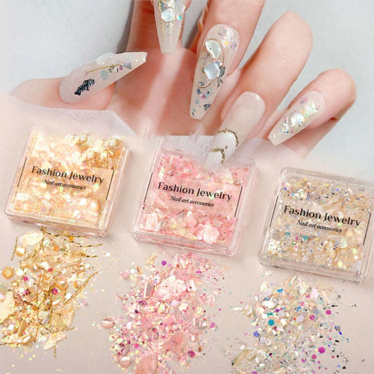 3 Boxes Nail Decorations Shell Sequins Nail Jewelry(01 Golden)