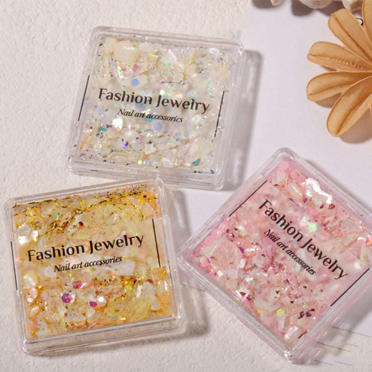 3 Boxes Nail Decorations Shell Sequins Nail Jewelry(03 White)
