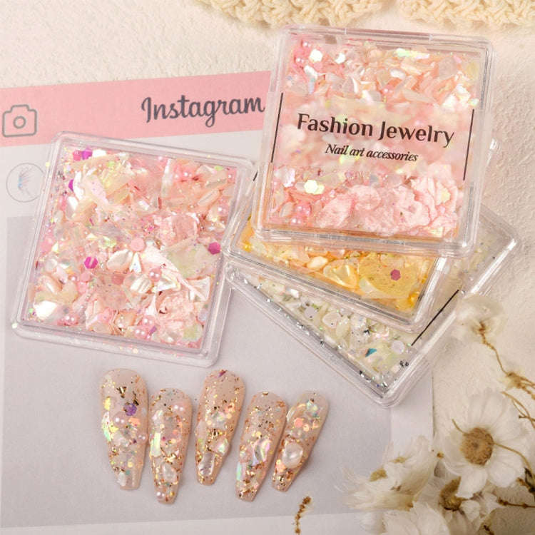 3 Boxes Nail Decorations Shell Sequins Nail Jewelry(01 Golden)