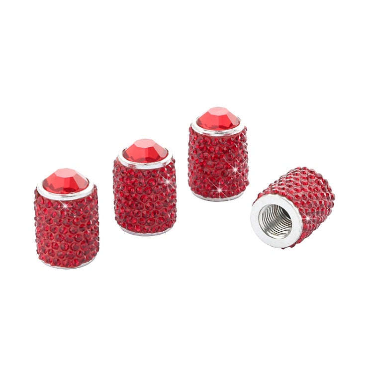 Car Tyre Aluminium Full Diamond Valve Cap With Seal(Red)