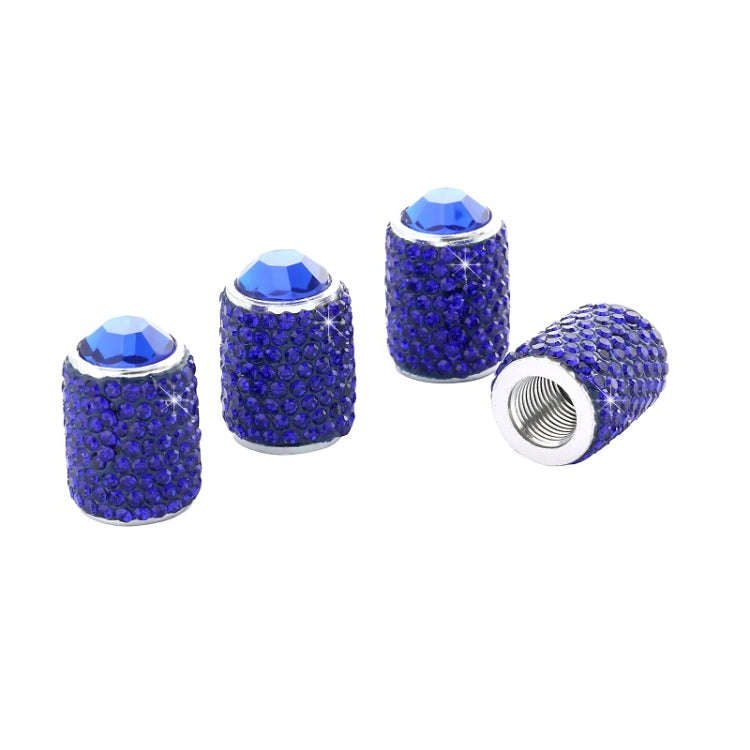 Car Tyre Aluminium Full Diamond Valve Cap With Seal(Dark Blue)