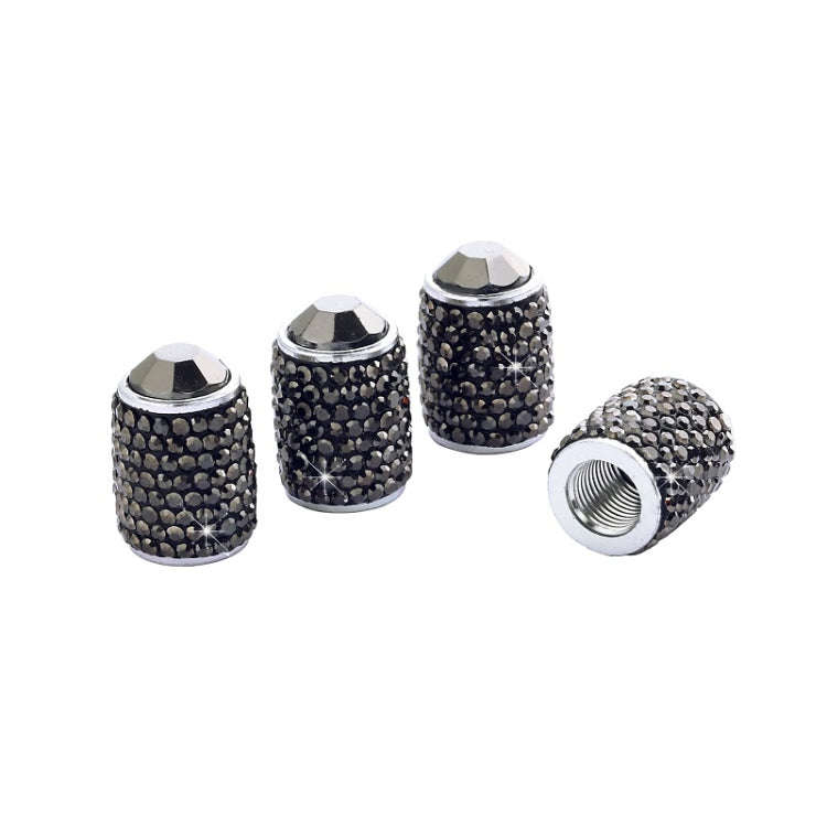 Car Tyre Aluminium Full Diamond Valve Cap With Seal(Shiny Black)