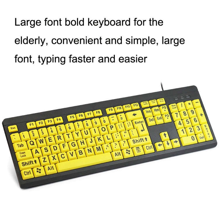 T801 104 Keys Special People Children Old Man Big Letters USB Wired Keyboard, Cable Length: 1.38m...