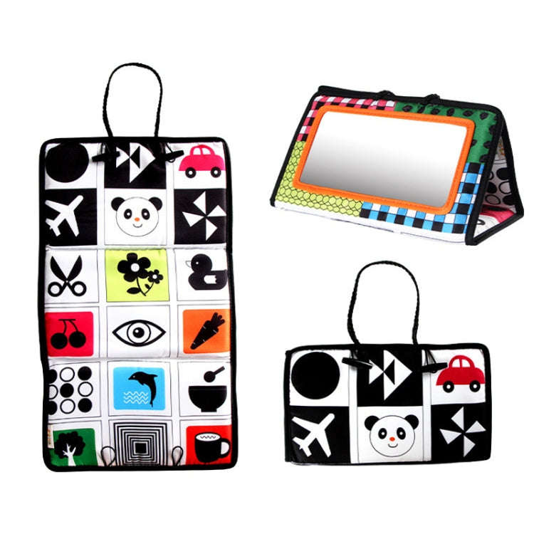Baby Hanging Toy Foldable Baby Vision Training Pattern Mirror(Red Yellow)