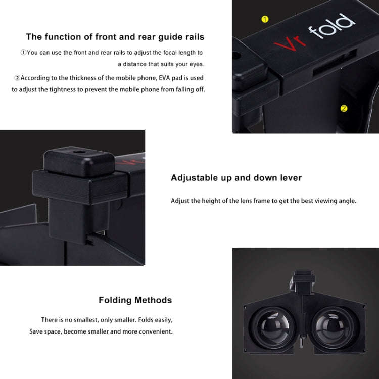 Vr fold V1 Panoramic View Convenient Folding VR Glasses(Black)