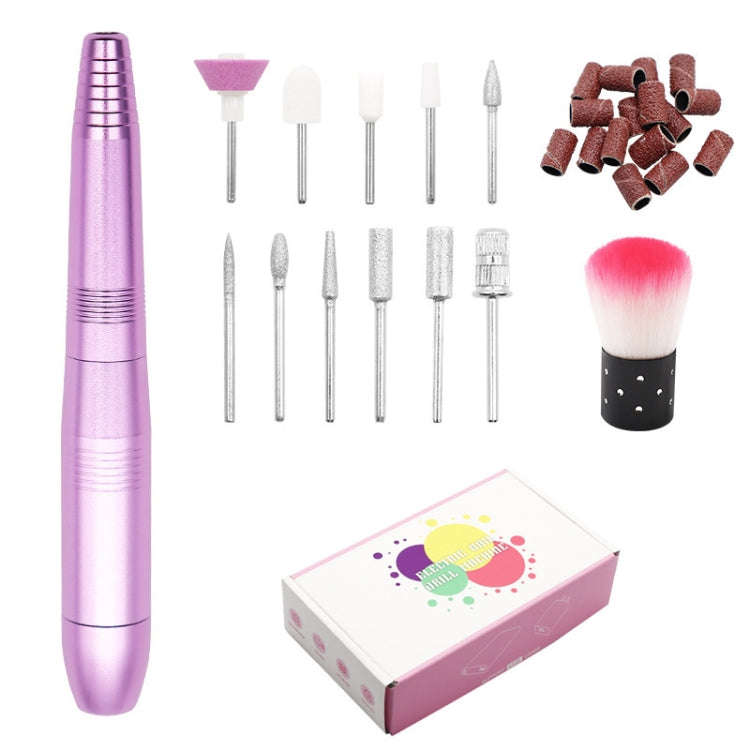 USB Plug Aluminum Nail Drill Machine Electric Manicure Milling Cutter Set(Pink)