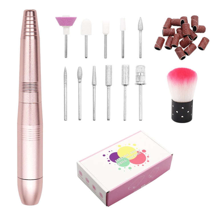 USB Plug Aluminum Nail Drill Machine Electric Manicure Milling Cutter Set(Golden)
