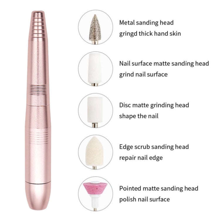 USB Plug Aluminum Nail Drill Machine Electric Manicure Milling Cutter Set(Golden)