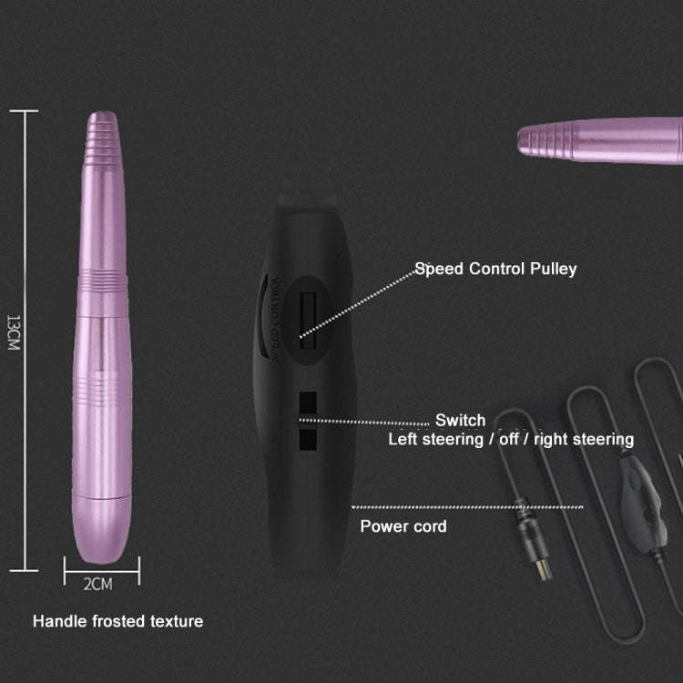 USB Plug Aluminum Nail Drill Machine Electric Manicure Milling Cutter Set(Pink)