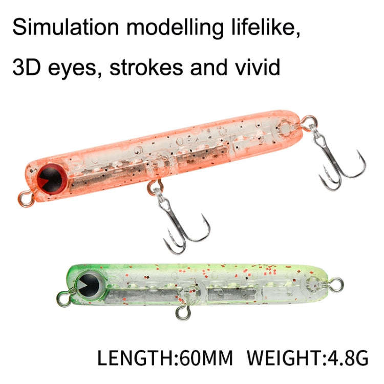 2pcs 4.8g 60mm Microbacter Pencil Top Horse Mouth Lure Bait Bionic Bait(C)