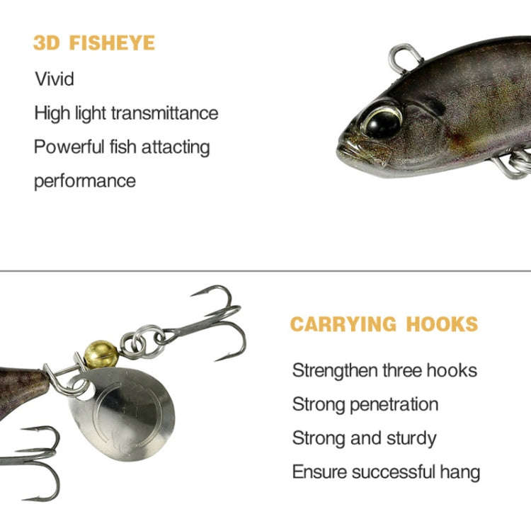2pcs Luya Bait Shenshui VIB With Metal Tablets Fake Bait Tiller Mouth Bass Bionic Fishing Bait(E)