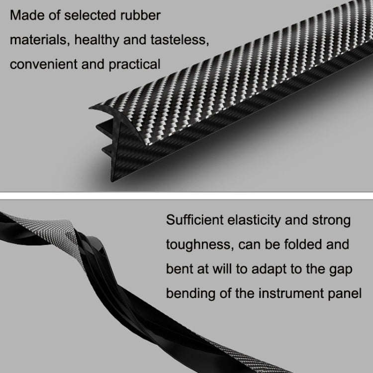 N856 Carbon Fiber Pattern Car Elastomer Seal Rubber Strip Instrument Panel Leakproof Dustproof So...