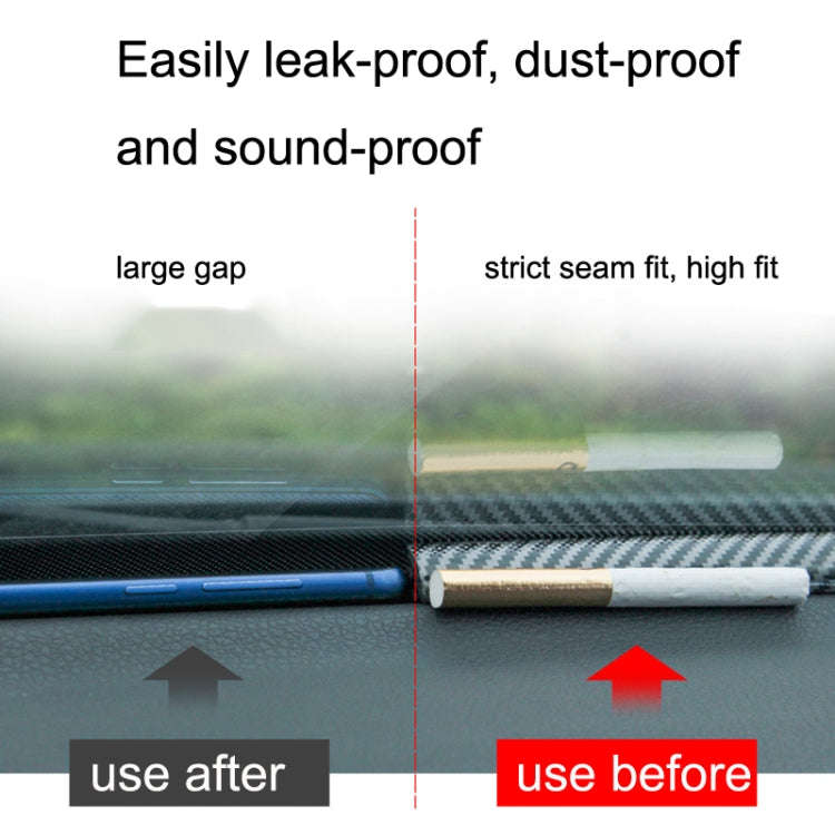 N856 Carbon Fiber Pattern Car Elastomer Seal Rubber Strip Instrument Panel Leakproof Dustproof So...
