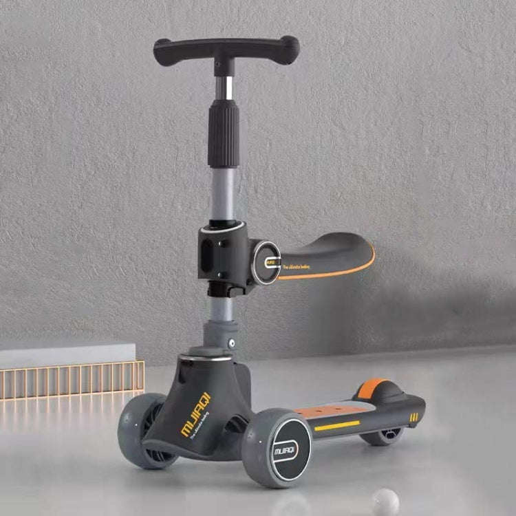 MIJIAQI 01 3 In 1 Multifunctional Foldable Children Scooter with Music and Lights, Spec: Gray Seat