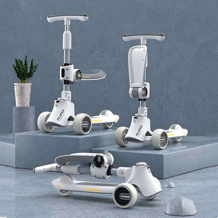 MIJIAQI 01 3 In 1 Multifunctional Foldable Children Scooter with Music and Lights, Spec: Gray