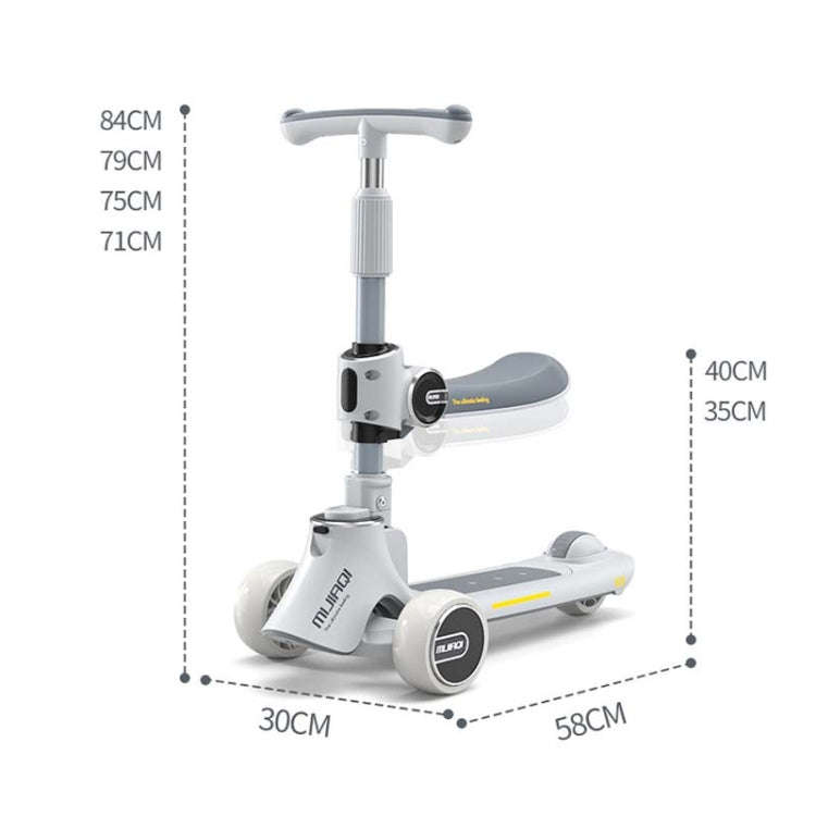 MIJIAQI 01 3 In 1 Multifunctional Foldable Children Scooter with Music and Lights, Spec: Gray