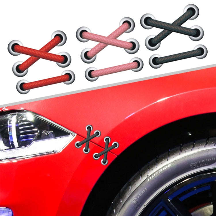 10pcs Shoelace Car Sticker Body Cover Up Scratch Patch Sticker(Pink Horizontal)