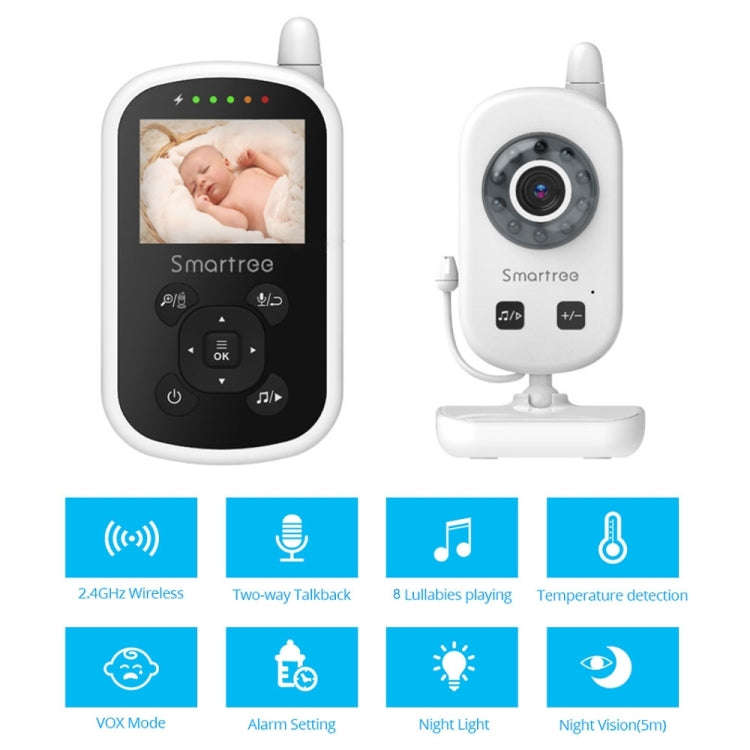 UU24 2.4 Inch Wireless Baby Monitor Camera Temperature Monitor 2 Way Audio VOX Lullaby EU Plug