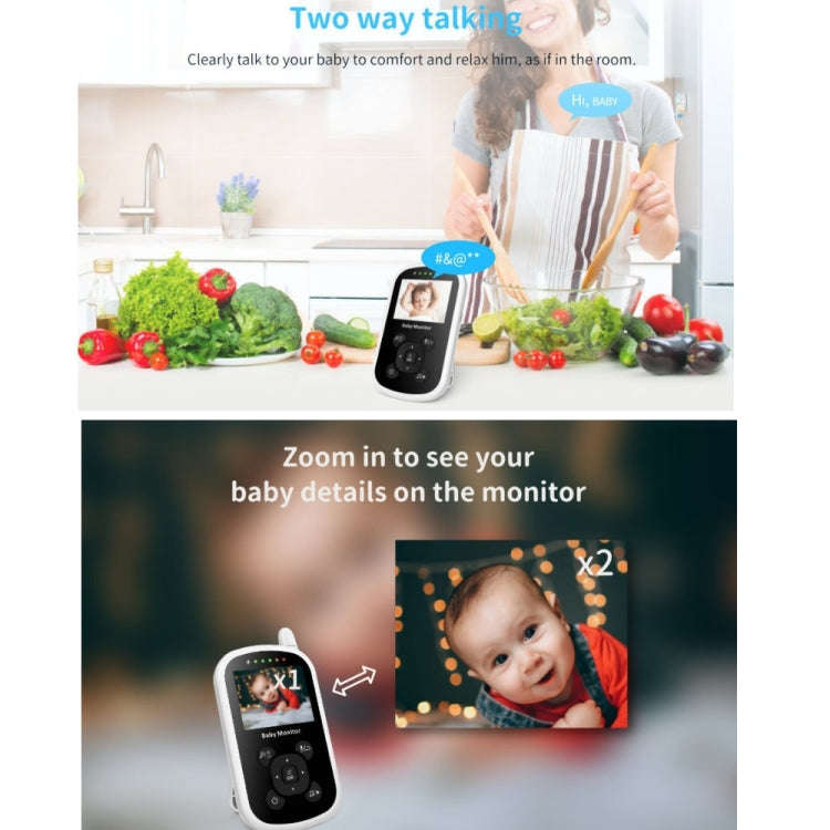 UU24 2.4 Inch Wireless Baby Monitor Camera Temperature Monitor 2 Way Audio VOX Lullaby EU Plug