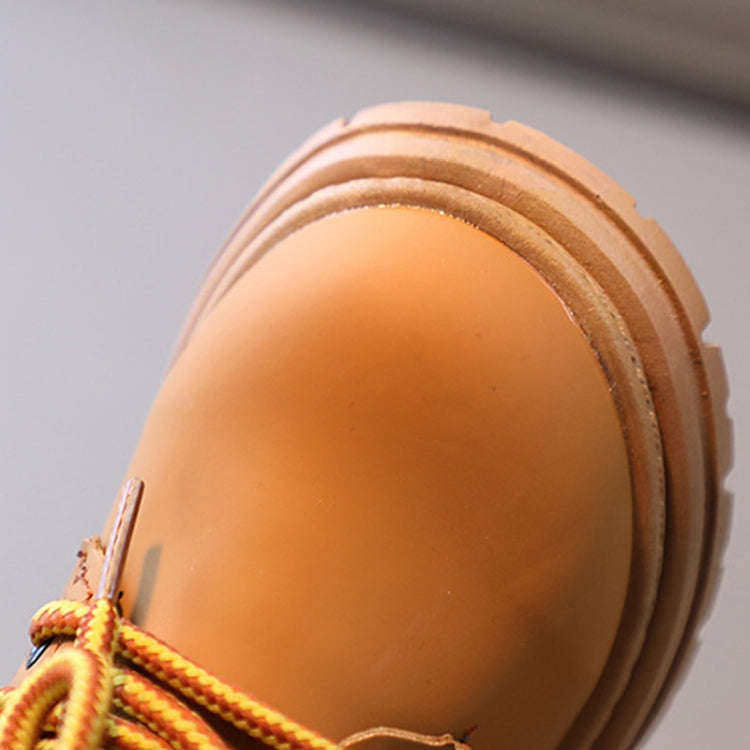 Children Martin Boots Leather Kids Shoes Boys Girls Casual Short Boots, Size: 27(Yellow)