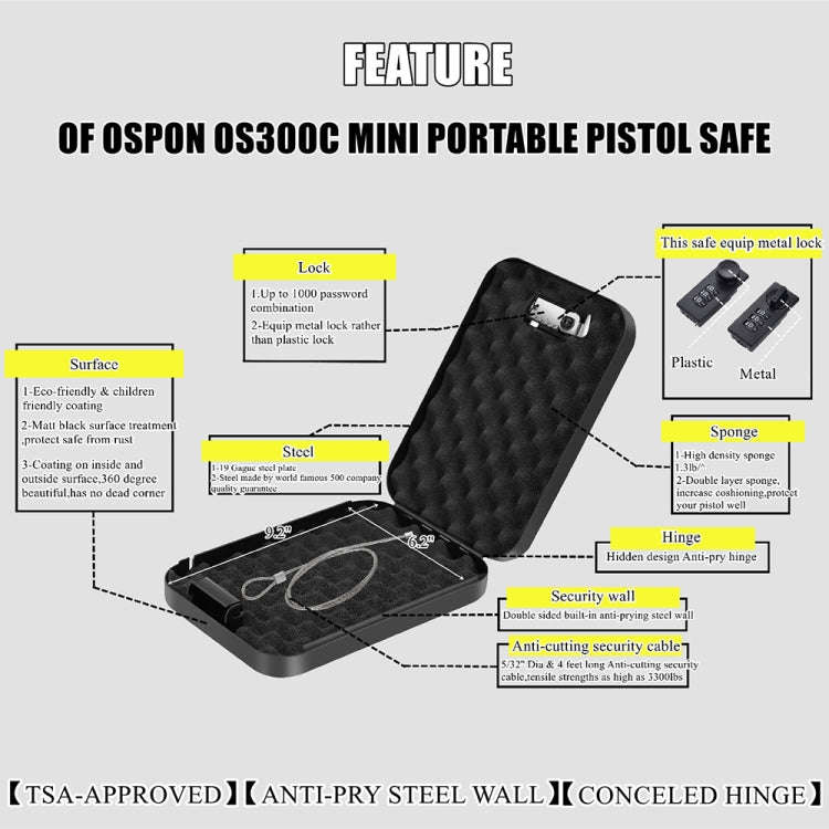 Fingerprint / Password Metal Anti-theft Car Safety Box Valuables Storage Safety Box, Model: OS100...