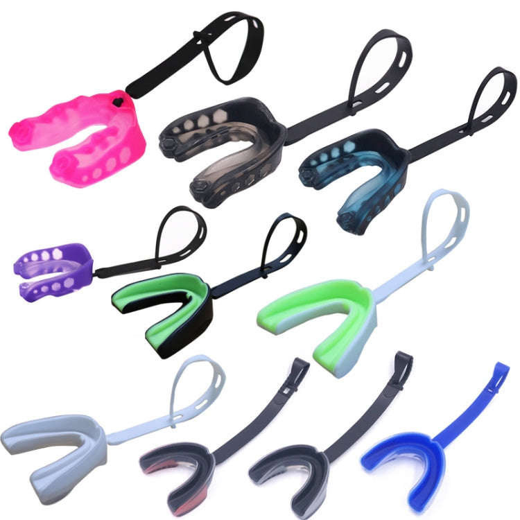 Mouthguard Braces Boxing Taekwondo Combat Protective Gear With Lanyard, Style: 3 Color Model (Bla...