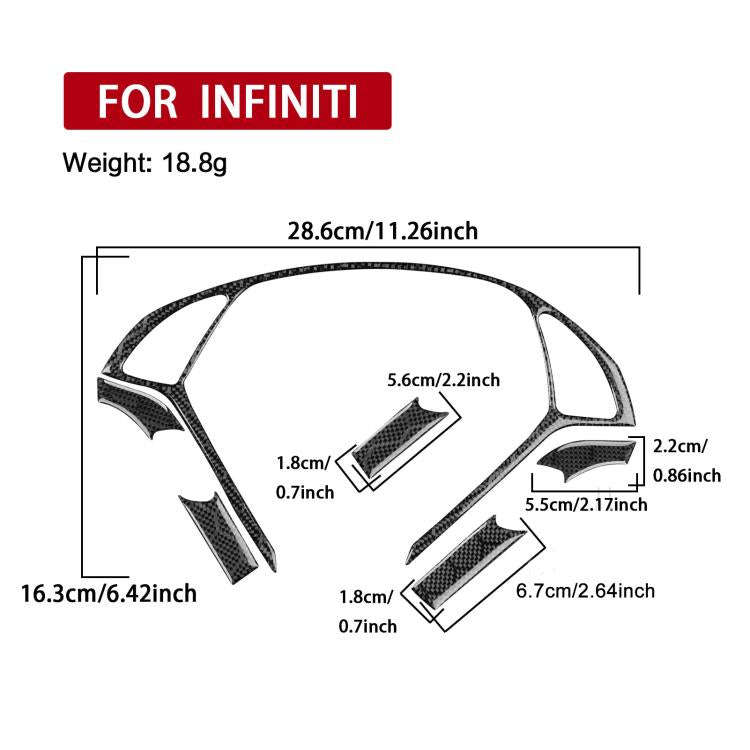 For Infiniti G35/G37/G25/Q60 6pcs /Set Steering Wheel Decorative Cover Trim Sticker(Black)