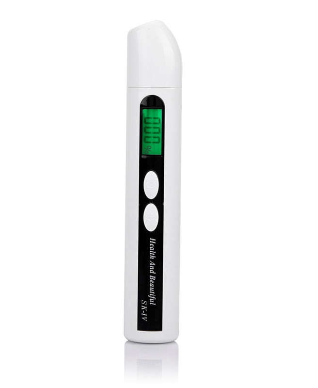 HS-018 LCD Display Skin Analyzer Skin Moisture Tester Skin Oil Test Meter(White)