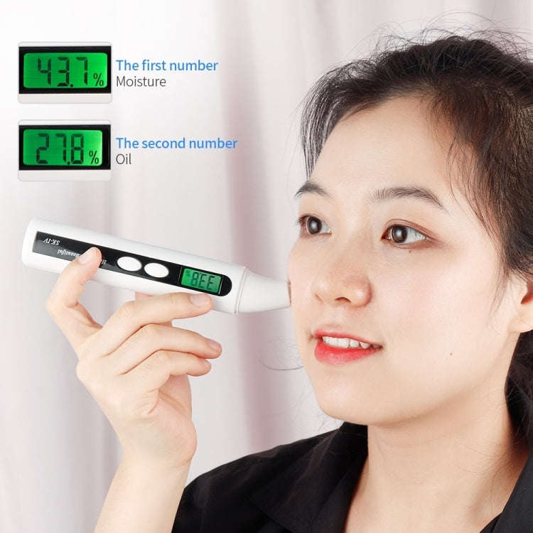 HS-018 LCD Display Skin Analyzer Skin Moisture Tester Skin Oil Test Meter(White)