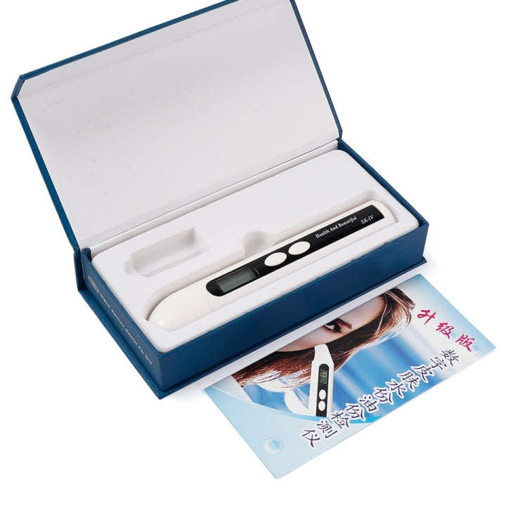 HS-018 LCD Display Skin Analyzer Skin Moisture Tester Skin Oil Test Meter(White)
