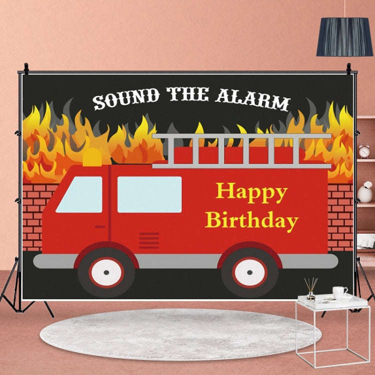 1.5x1m Fire Engine Happy Birthday Party Scene Backdrop For Photojournalism(MDU04232)