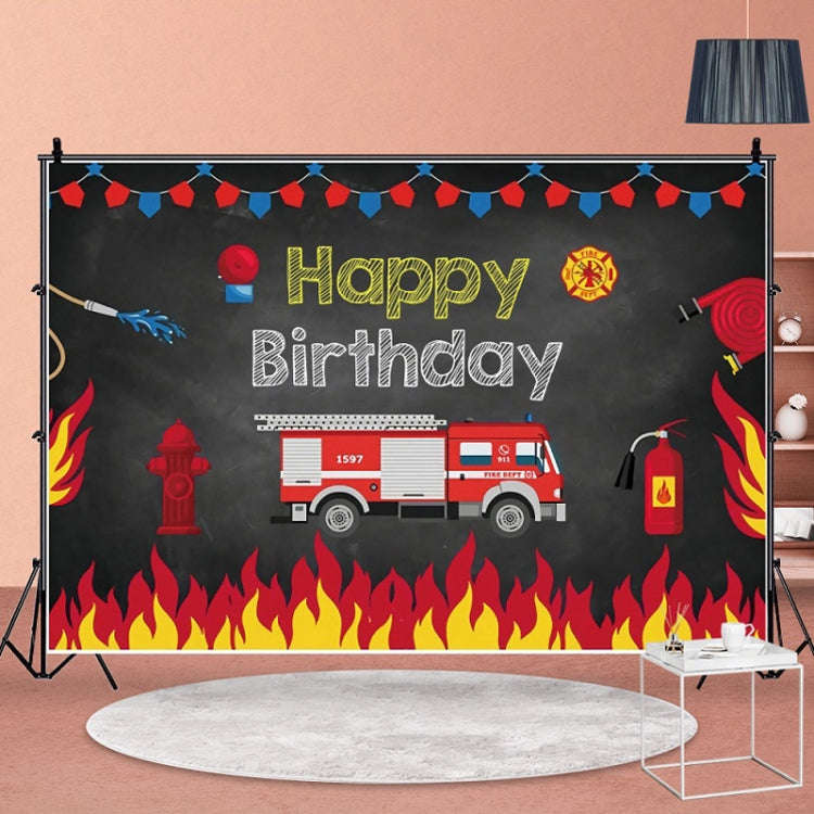 1.5x1m Fire Engine Happy Birthday Party Scene Backdrop For Photojournalism(MDU04233)