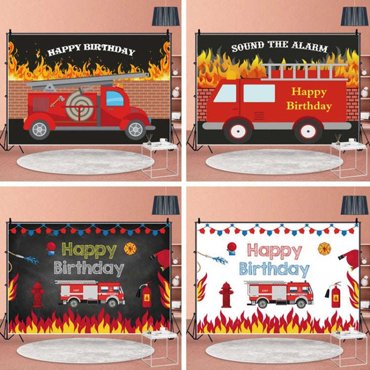 1.5x1m Fire Engine Happy Birthday Party Scene Backdrop For Photojournalism(MDU04232)