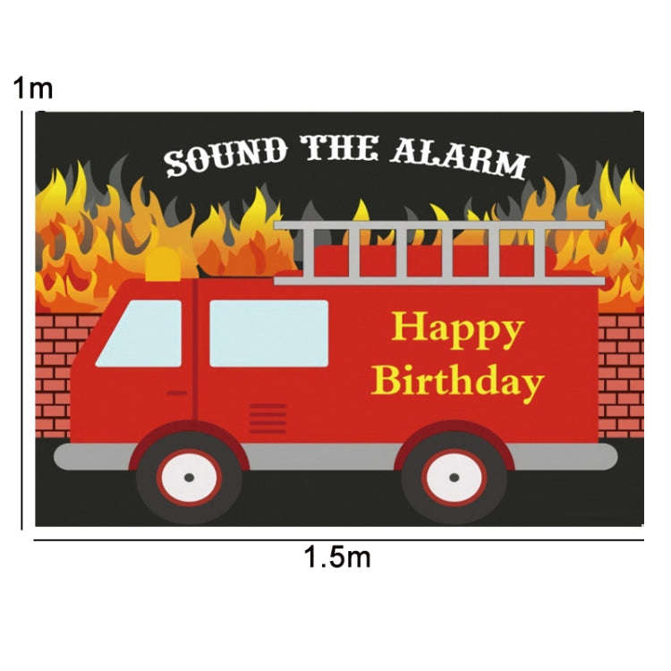 1.5x1m Fire Engine Happy Birthday Party Scene Backdrop For Photojournalism(MDU04232)