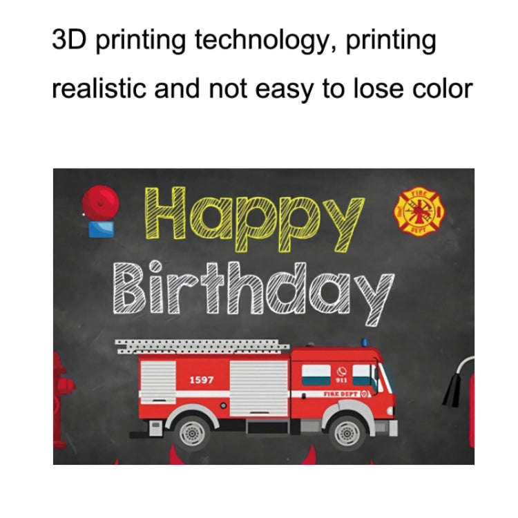 1.5x1m Fire Engine Happy Birthday Party Scene Backdrop For Photojournalism(MDU04232)