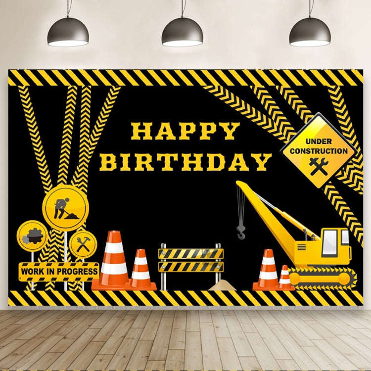 1.5m x 1m  Construction Vehicle Series Happy Birthday Photography Background Cloth(MSD00212)