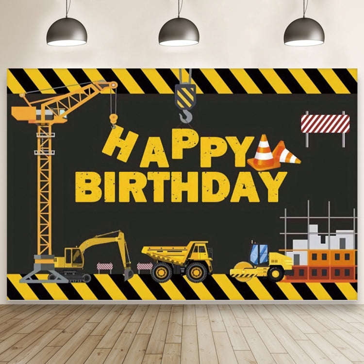 1.5m x 1m  Construction Vehicle Series Happy Birthday Photography Background Cloth(Mdn08682)