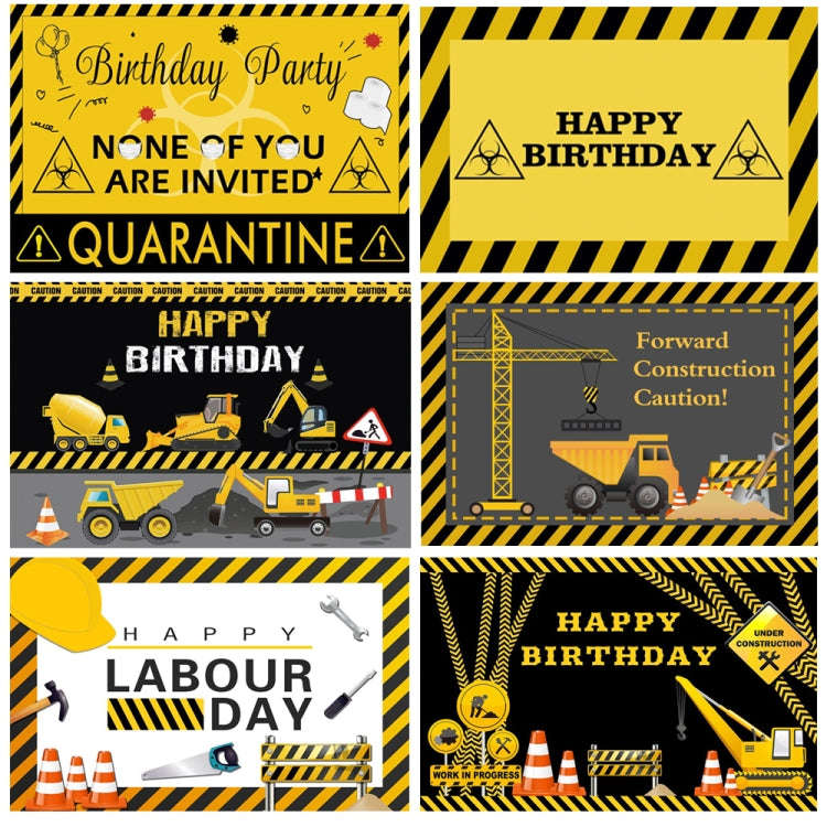 1.5m x 1m  Construction Vehicle Series Happy Birthday Photography Background Cloth(MSD00212)