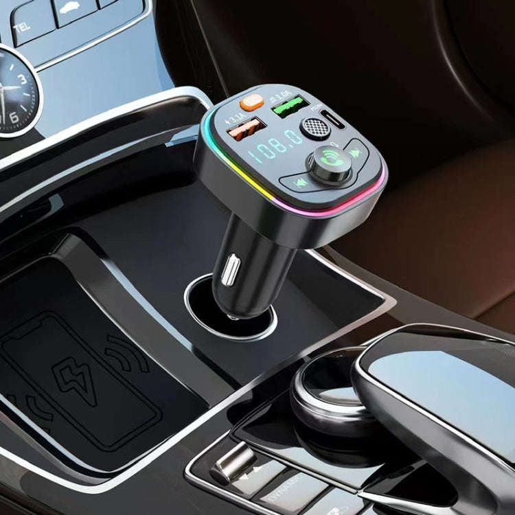 Q8 Car Bluetooth FM Transmitter Dual USB 3.1A Quick Charge Ambient Light