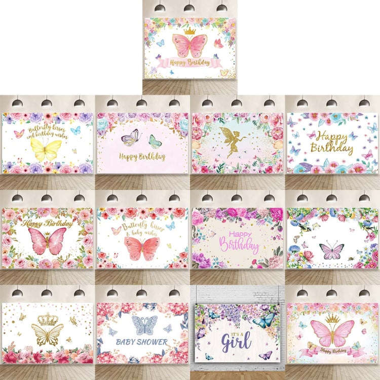 1.5m X 1m Butterfly Pattern Photography Backdrop Birthday Party Decoration Background Cloth(MDU01...